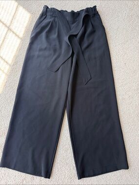 lululemon athletica Black Wide Leg Track Pants with Tie Waist